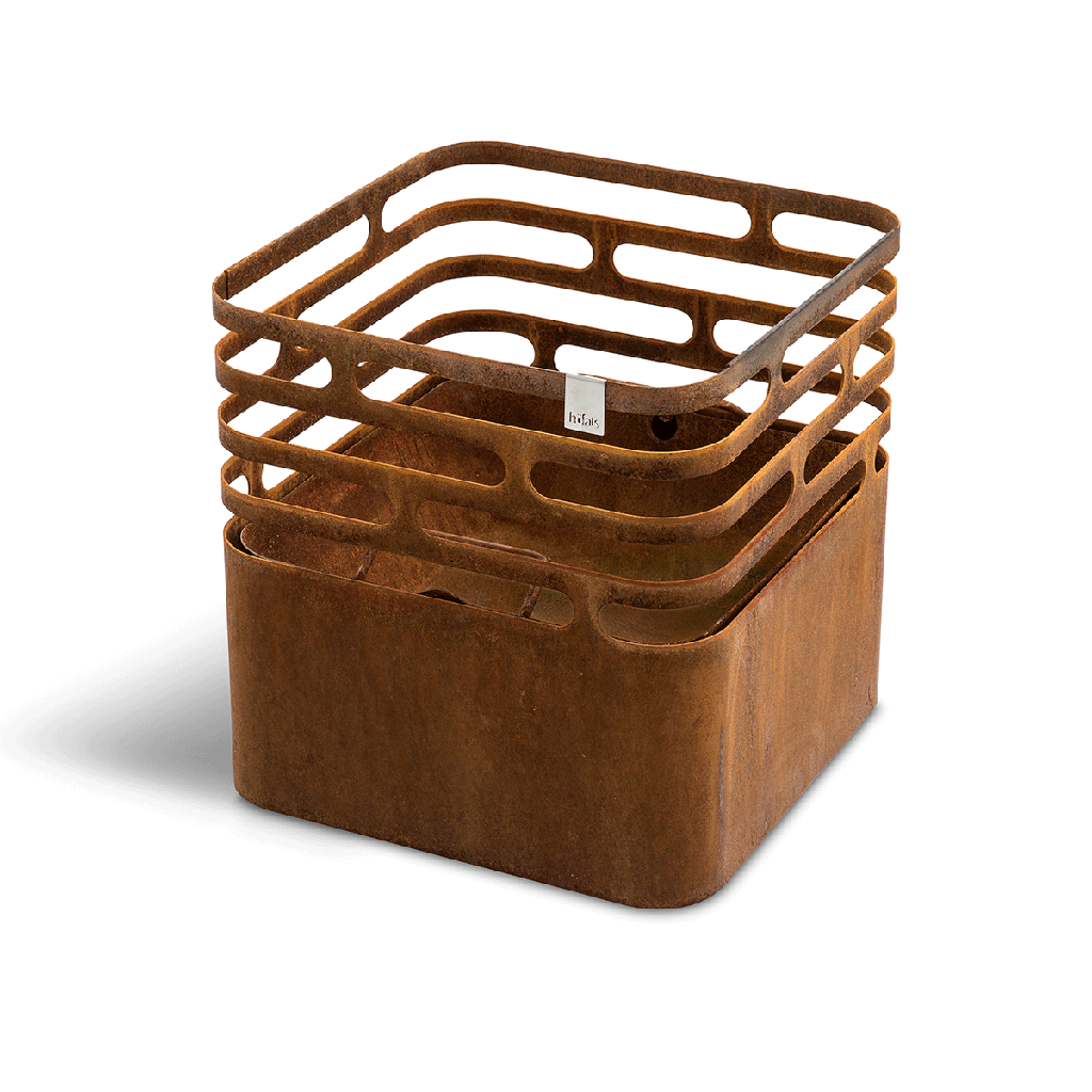 Feuerkorb rostig, Cube Modul