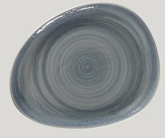 Teller flach organisch 28 x 22 cm, Spot Dekor - Rakstone