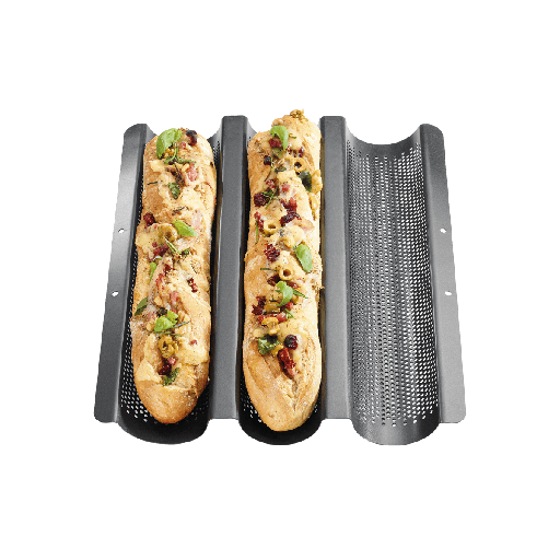 [9346792] Baguetteblech 38 x 30 cm, für 3 Baguettes mit bis zu 37 cm, gelocht, Bake One