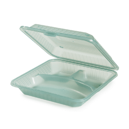 [9377019] Mehrweg-Menüschale/Behälter 23 x 23,5 cm, 3-geteilt, Eco-Takeouts