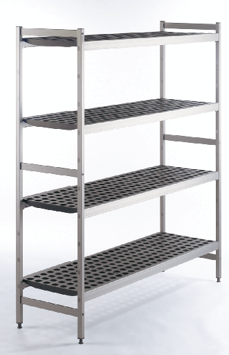 [9075807] Regal mit 2 Leitern + 4 Kunststoff Auflagen mit Aluminium 1200x460x1685mm